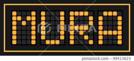 Orange color led banner in word mura on black background 99413623