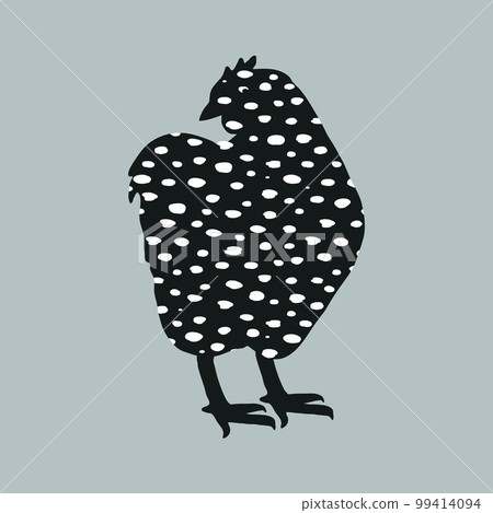 Speckled hen icon, dappled hen vector illustration in collage style isolated on grey. Funny and cute bird, Easter design element. Speckled hen icon, dappled hen vector illustration in collage style isolated on grey. Funny and cute bird, Easter design element. 99414094