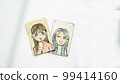 Cartoon characters of two girls on a white background 99414160