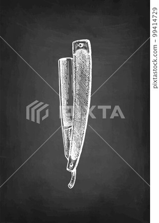 Folding straight razor chalk sketch. Folding straight razor chalk sketch. 99414729