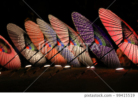 日本繖花在黑暗中綻放 99415519