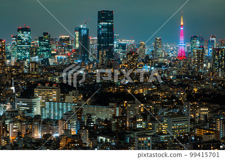 Tokyo Tower and night view seen from Ebisu Garden Tower 99415701