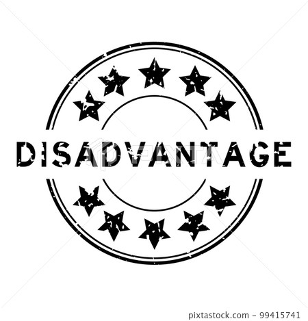 Grunge black disadvantage word with star icon round rubber seal stamp on white background 99415741