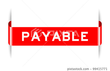 Red color inserted label banner with word payable on white background 99415771