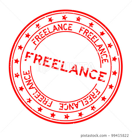 Grunge red freelance word round rubber seal stamp on white background 99415822