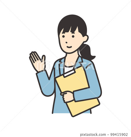 一個穿西裝的女人用材料指導的插圖素材 99415902