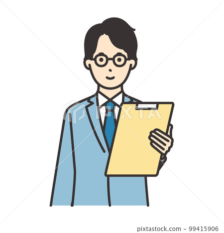 拿著證件的西裝男插畫素材 99415906
