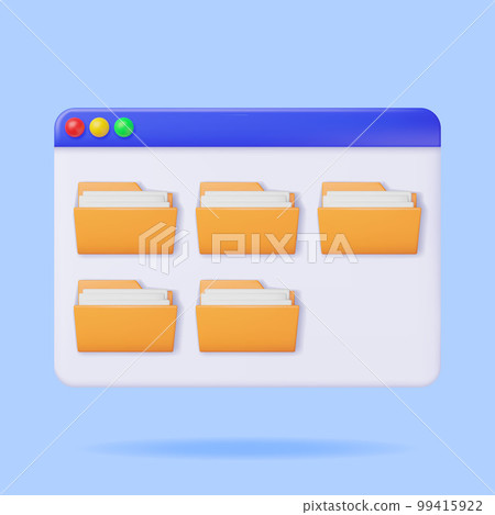 3D Desktop Interface Window with File Folder 99415922