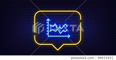 Neon light speech bubble. Diagram chart line icon. Presentation graph sign. Market analytics symbol. Neon light background. Diagram chart glow line. Brick wall banner. Vector Neon light speech bubble. Diagram chart line icon. Presentation graph sign. Market analytics symbol. Neon light background. Diagram chart glow line. Brick wall banner. Vector 99415931