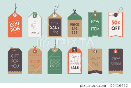 Vector material set of tags, price tags and price tags of various designs 99416422