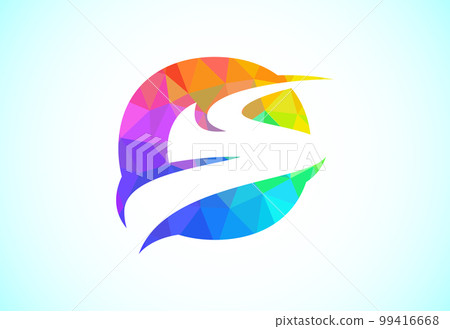 Letter O with backspace S or pathway logo design vector template. Low poly style graphic alphabet symbol 99416668