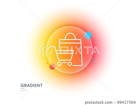 Shopping cart line icon. Gradient blur button with glassmorphism. Customer sale bag sign. Supermarket purchases symbol. Transparent glass design. Sale bags line icon. Vector Shopping cart line icon. Gradient blur button with glassmorphism. Customer sale bag sign. Supermarket purchases symbol. Transparent glass design. Sale bags line icon. Vector 99417369