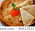 Pancakes with red caviar, cooked for Maslenitsa 99417612