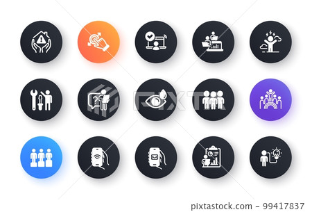 Minimal set of Report, Eye drops and Group flat icons for web development. Online access, Repairman, Equity icons. Touchscreen gesture, Difficult stress, Mail app web elements. Teamwork. Vector Minimal set of Report, Eye drops and Group flat icons for web development. Online access, Repairman, Equity icons. Touchscreen gesture, Difficult stress, Mail app web elements. Teamwork. Vector 99417837