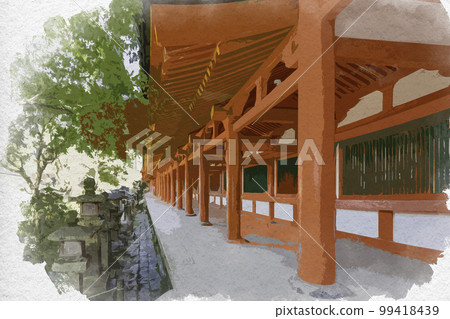 Watercolour-style Kasuga Taisha Grand Corridor, Nara City, Nara Prefecture 99418439