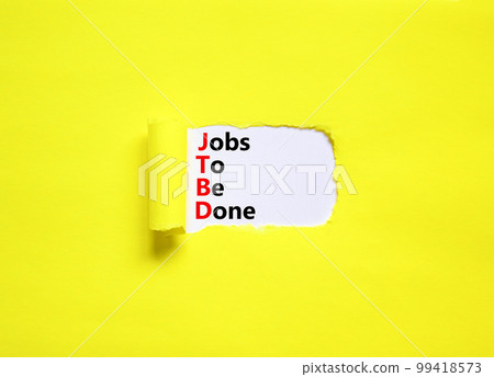 JTBD jobs to be done symbol. Concept words JTBD jobs to be done on white paper on a beautiful yellow background. Business and JTBD jobs to be done concept. Copy space. JTBD jobs to be done symbol. Concept words JTBD jobs to be done on white paper on a beautiful yellow background. Business and JTBD jobs to be done concept. Copy space. 99418573