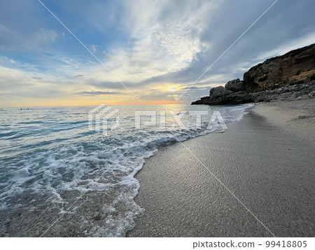 Scenic sunset over Ioninan sea in Vlore Albania . Scenic sunset over Ioninan sea in Vlore Albania . 99418805