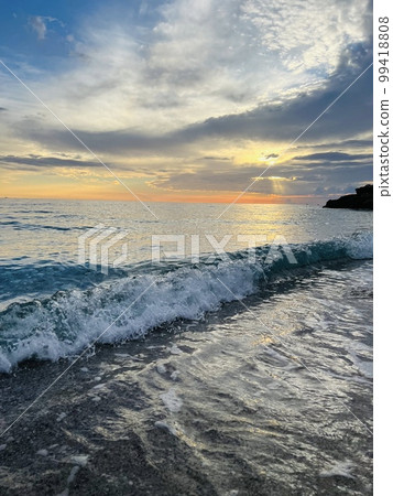 Scenic sunset over Ioninan sea in Vlore Albania . 99418808