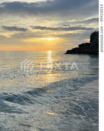 Scenic sunset over Ioninan sea in Vlore Albania . Scenic sunset over Ioninan sea in Vlore Albania . 99418814