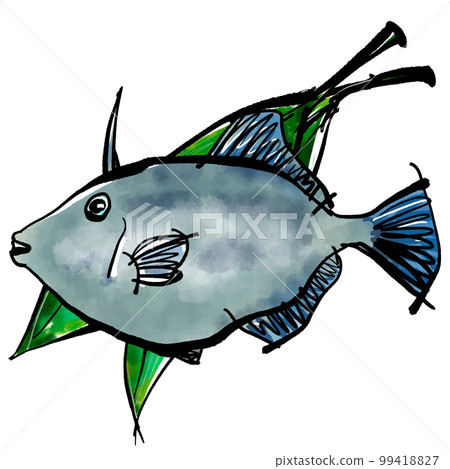 Hand-drawn illustration of Umazurahagi riding on Harang (brush writing style) 99418827