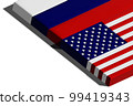 A 3D rendering of a merged USA-Russia flag. 99419343