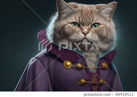 cat Modeling for a luxury line of high end cat clothing illustration generative ai cat Modeling for a luxury line of high end cat clothing illustration generative ai 99419521