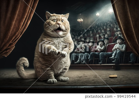 actor on stage cat working job profession illustration generative ai 99419544