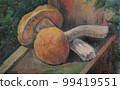 two mushrooms in the country, oil painting 99419551
