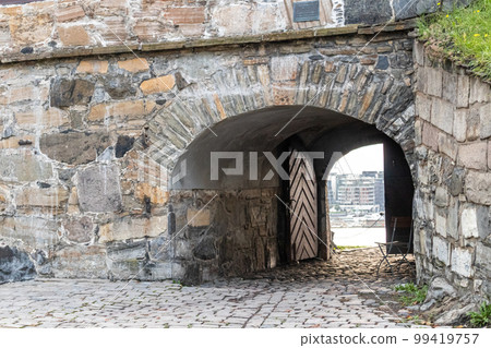 Oslo through old gates of Akershus Fortress, Oslo 99419757