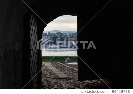 Oslo through old gates of Akershus Fortress, Oslo 99419758