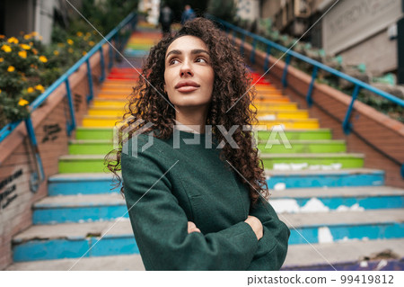 Beautiful girl stands on the street of Istanbul Beautiful girl stands on the street of Istanbul 99419812