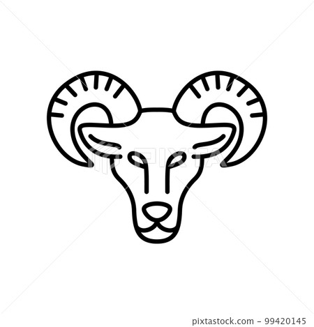 Aries Zodiac Sign Black Thin Line Icon Horoscope Concept . Vector illustration of Mouflon or Ram 99420145