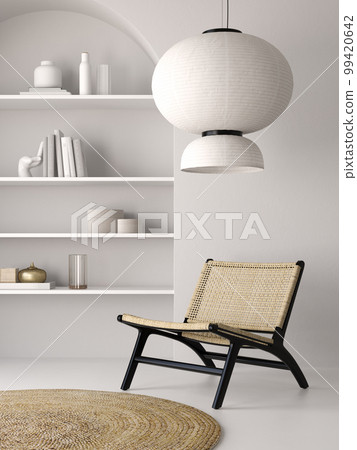 Japandi style conceptual interior room 3d illustration Japandi style conceptual interior room 3d illustration 99420642