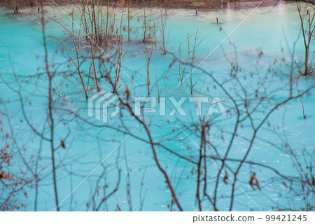 Turquoise waste lake contaminated with mining residuals in Geamana 99421245