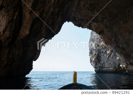 View from inside the Blue Grotto sea cave. Malta 99421291
