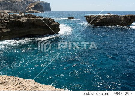 Blue hole and the collapsed Azure window. Gozo, Malta 99421299