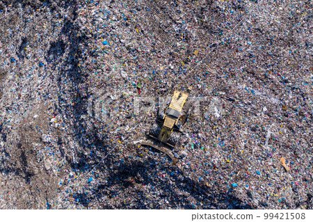 Aerial view of large landfill. Waste garbage dump, environmental pollution 99421508