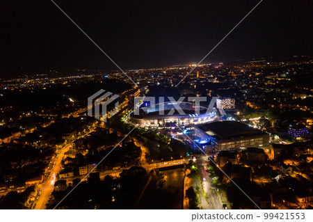 Aerial view of Cluj Napoca city by night. Urban landscape 99421553