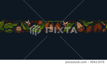 Cocoa art border. Vector pattern. Dark chocolate Cocoa art border. Vector pattern. Dark chocolate 99421676