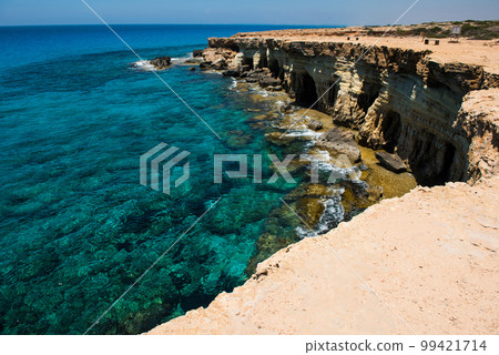 Sea caves near Ayia Napa, Mediterranean sea coast, Cyprus 99421714