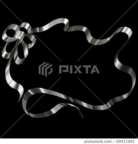 Ribbon frame illustration, satin ribbon frame, illustration material with copy space, ribbon picture frame material 99421995