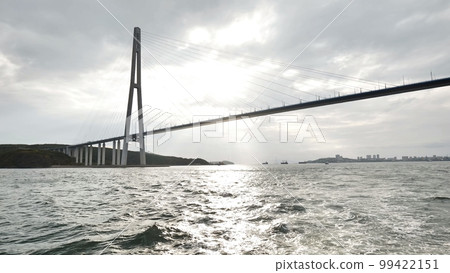 Vladivotok bridge. View from the moving ferry. Vladivotok bridge. View from the moving ferry. 99422151