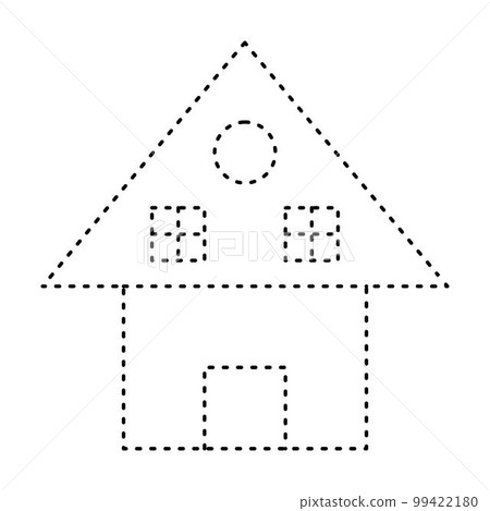 Tracing house dotted lines shape for preschool and kindergarten school kids worksheet element for drawing practice 99422180