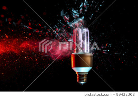 explosion of a low energy light bulb. explosion of a low energy light bulb. 99422308