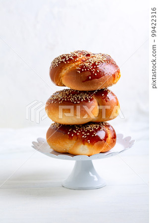 Fresh mini challah bread. Fresh mini challah bread. 99422316