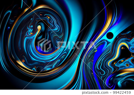 abstract background of a mixture of blue and gold paint. Generative AI 99422459