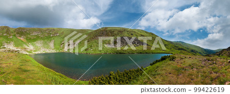 Alpine lake Brebeneckul on summer mountains (panorama) 99422619