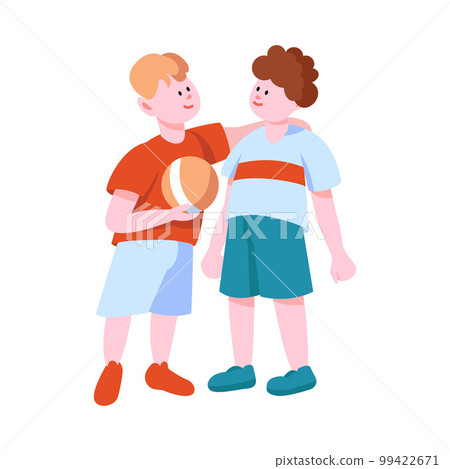 Happy Brother Playing Together Vector Illustration 99422671