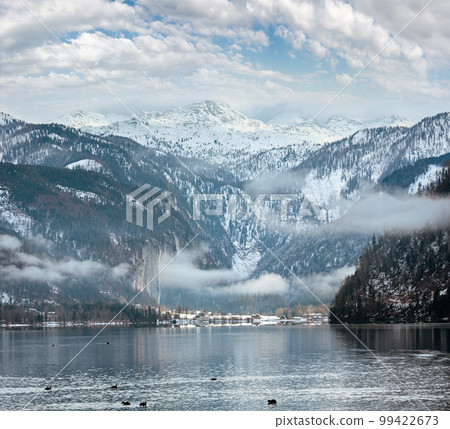 Cloudy winter Alpine lake Grundlsee view (Austria) Cloudy winter Alpine lake Grundlsee view (Austria) 99422673