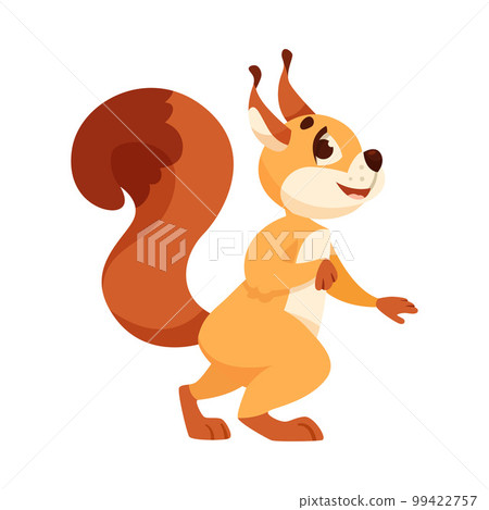 Funny Squirrel with Bushy Tail Sneaking Expressing Emotion Vector Illustration 99422757